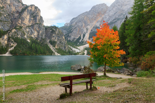 Braies lake in the Dolomites