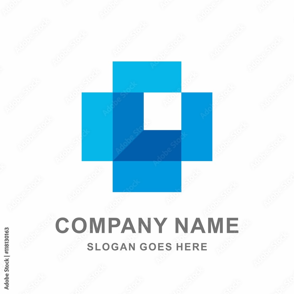 Open Box Geometric Square Cross Shape Vector Logo Template Open Box Geometric Square Cross Shape Vector Logo Template
