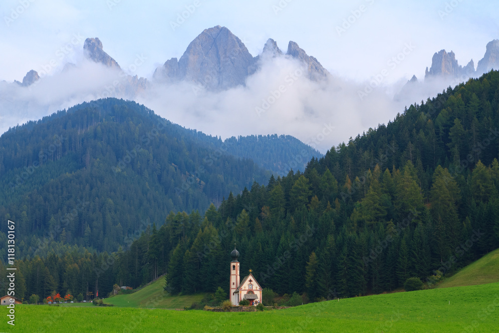 St Johann church of Santa Maddalena in the Dolomites