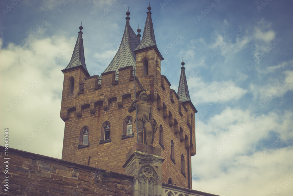castle tower & statue castle tower & statue