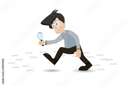 business man looking track of dollar