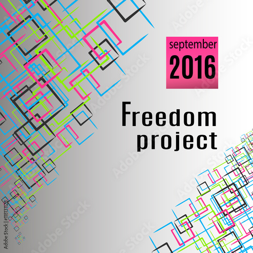 Geometric background, Poster with colored square