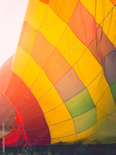 Colorful hot air balloon early in the morning