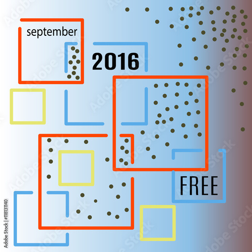 Geometric background, Poster with colored square and dots