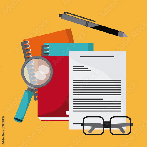document pen lupe glasses book notebook icon. Company rosource design. colorful and flat illustration