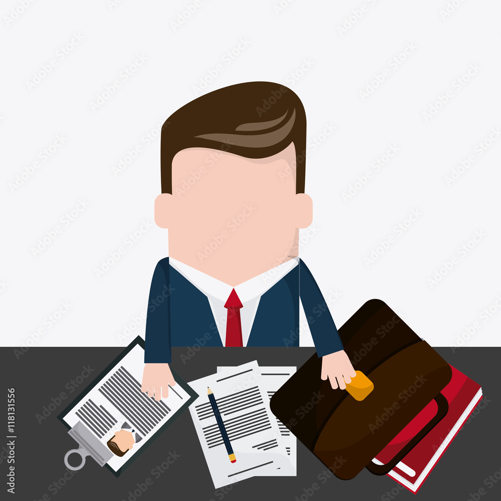 businessman document pencil necktie cartoon icon. Company rosource design. colorful and flat illustration businessman document pencil necktie cartoon icon. Company rosource design. colorful and flat illustration