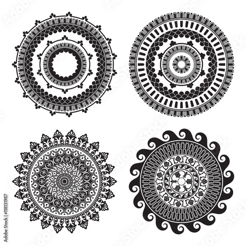Round abstract ethnic ornament mandalas