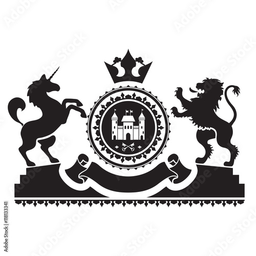 Coat of arms - rosette with fortress, keys