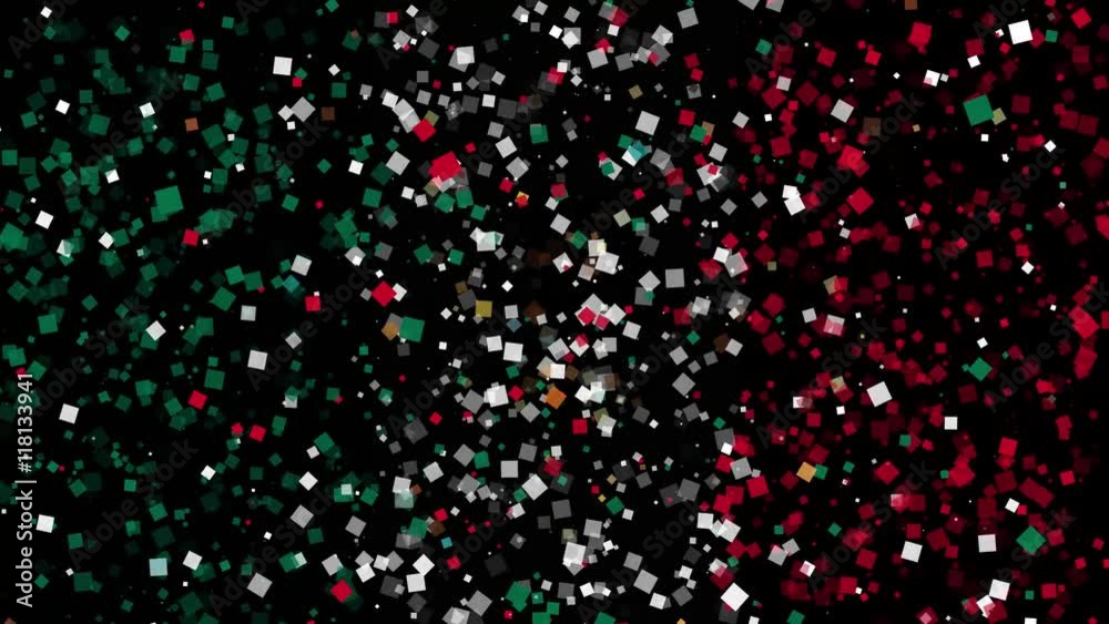 spirited celebratory fireworks from flat confetti particles with main national colors revealing the flag of Mexico spirited celebratory fireworks from flat confetti particles with main national colors revealing the flag of Mexico