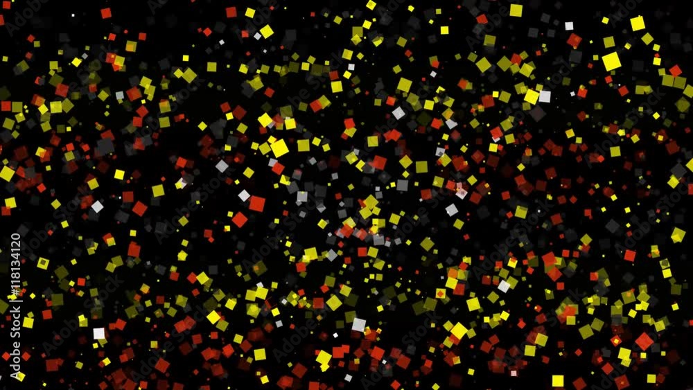 spirited celebratory fireworks from flat confetti particles with main national colors revealing the flag of Uganda