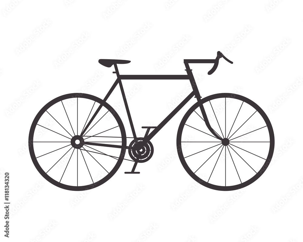 flat design single bike icon vector illustration