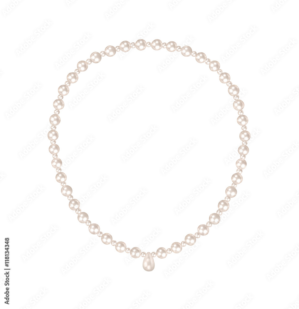 Pearl necklace on white - easy to select Pearl necklace on white - easy to select