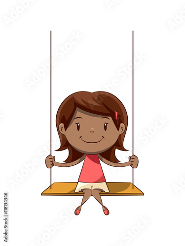 Little girl on swing