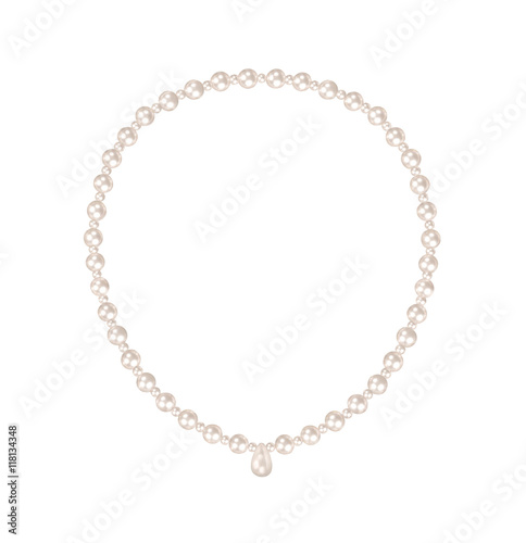 Pearl necklace on white - easy to select