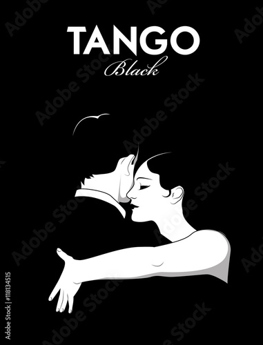 Young couple dancing tango. Comic style.