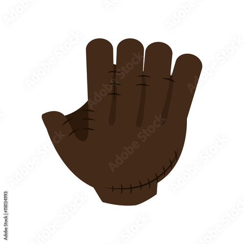 flat design baseball glove icon vector illustration