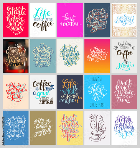 set of calligraphy posters with hand lettering motivational and 