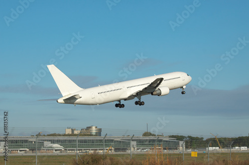 Passenger jet plane takeoff