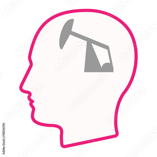 Isolated male head silhouette icon with a horsehead pump