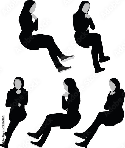 Arabic woman silhouette in contemplate pose