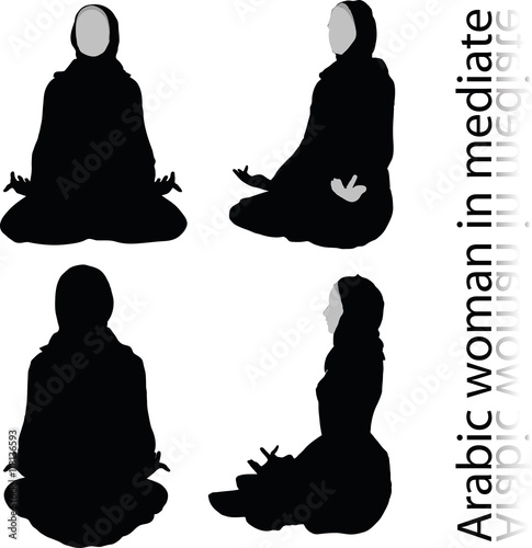 Arabic woman silhouette in meditating pose