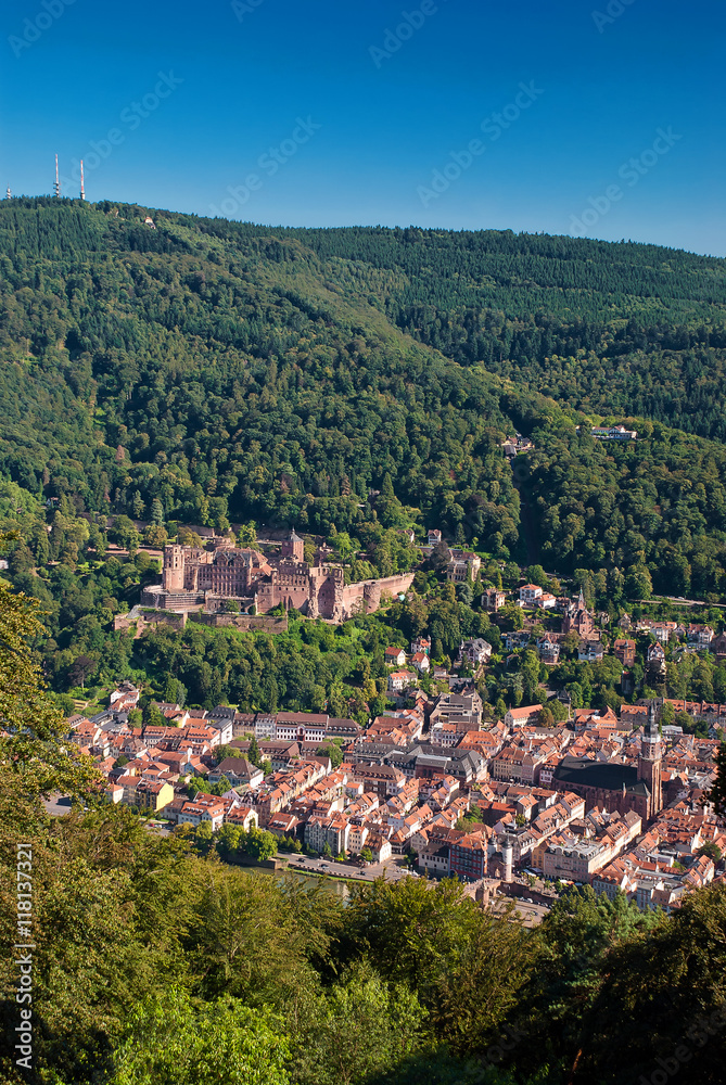 Heidelberg am Neckar mit Königstuhl, Baden