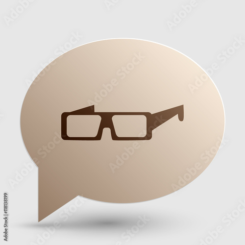 Modern glass sign. Brown gradient icon on bubble with shadow.