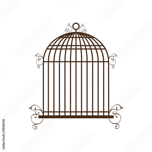 birdcage cage silhouette vintage icon. Isolated and flat illustration, vector