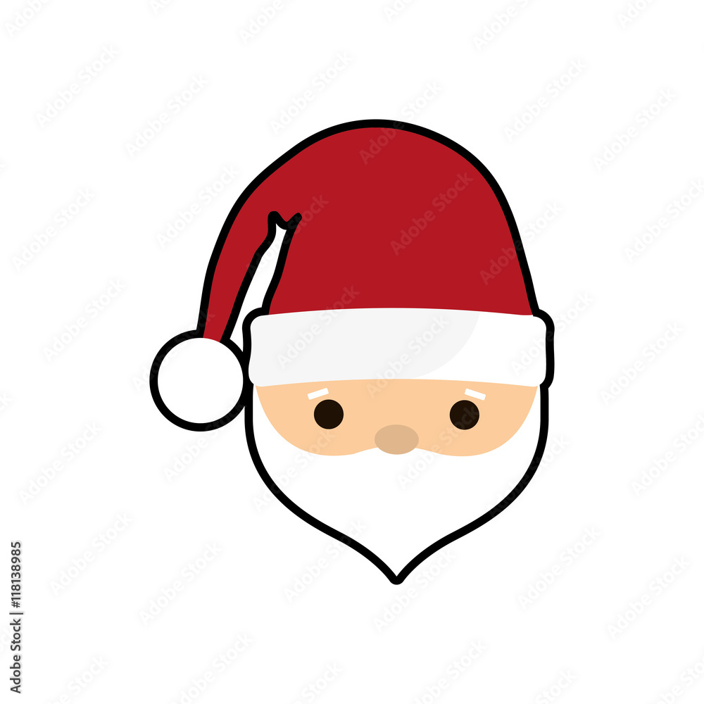 santa cartoon merry christmas celebration icon. Isolated and flat illustration, vector