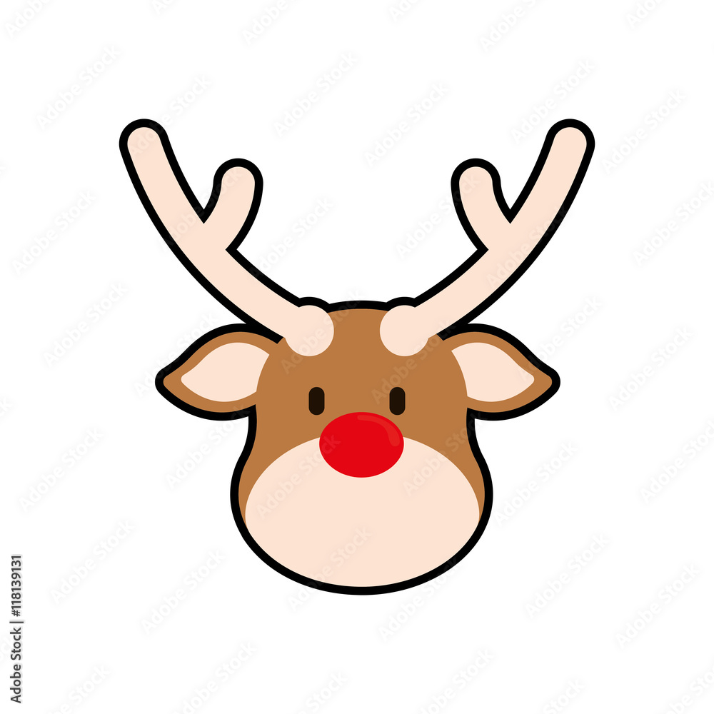 reindeer deer cartoon merry christmas celebration icon. Isolated and flat  illustration, vector vector de Stock | Adobe Stock
