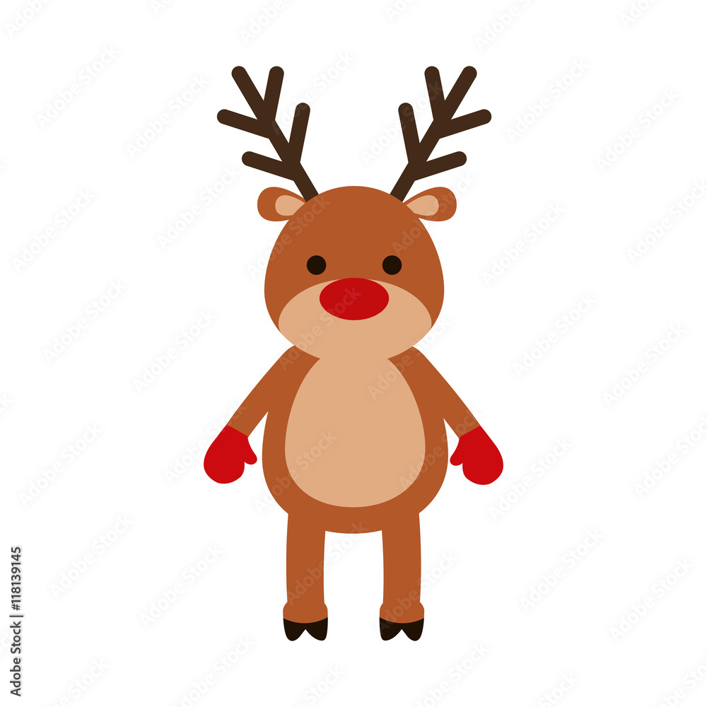 reindeer deer cartoon merry christmas celebration icon. Isolated and flat illustration, vector