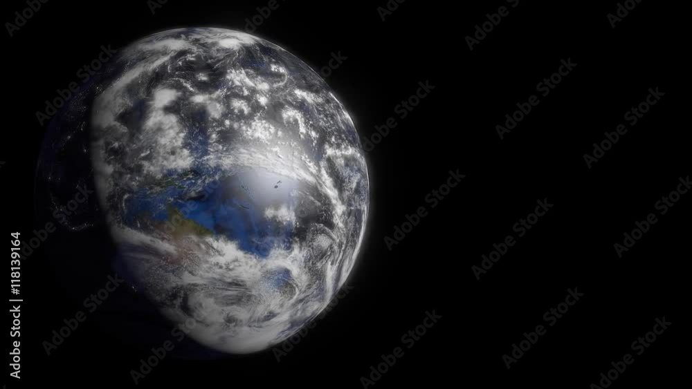 Planet earth rotation with clouds and night and day lights. 3d render Planet earth rotation with clouds and night and day lights. 3d render
