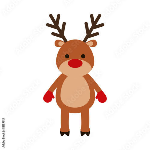 reindeer deer cartoon merry christmas celebration icon. Isolated and flat illustration, vector