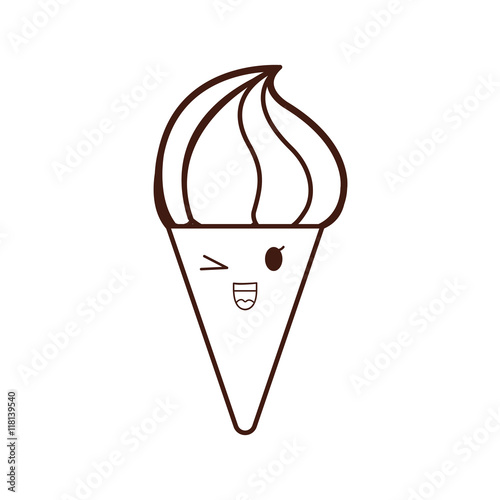ice cream silhouette kawaii dessert cartoon happy icon. Isolated and flat illustration, vector
