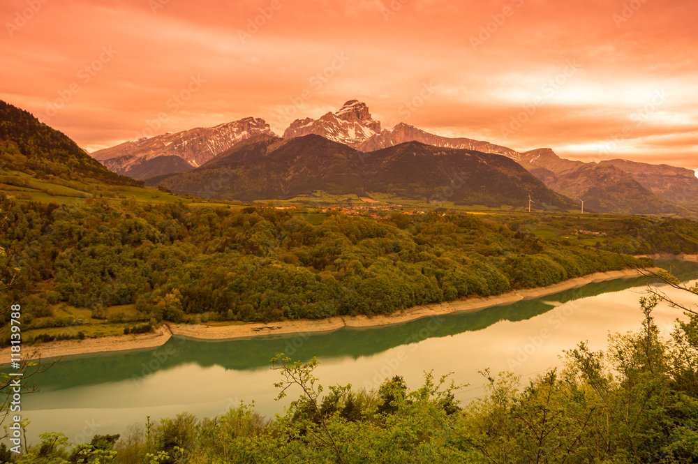 National park Ecrins on sunset National park Ecrins on sunset