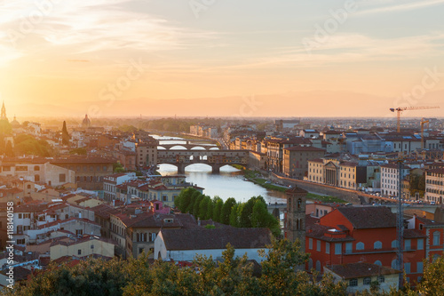 Beautiful views of Florence cityscape in the background Ponte Ve