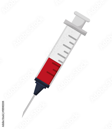 flat design syringe half full icon vector illustration photo