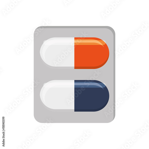 flat design medicine capsules icon vector illustration