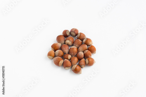 Nuts, hazelnuts on a white background