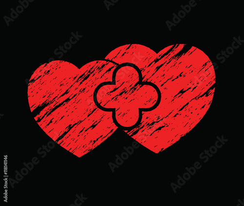 two red grunge hearts