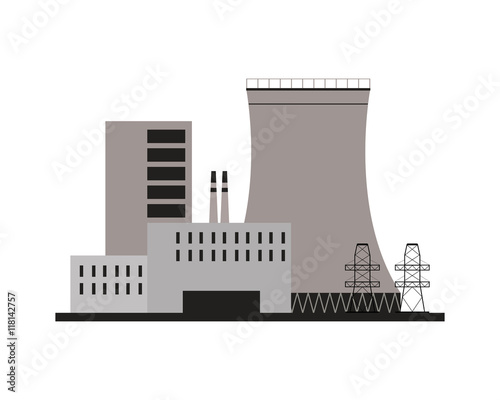 flat design nuclear plant icon vector illustration