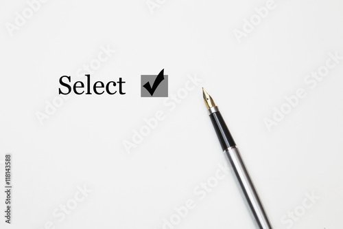 select box ticked and a pen on white background