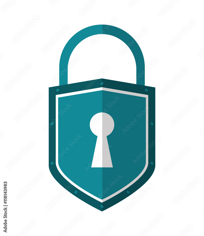 flat design safety lock shield icon vector illustration