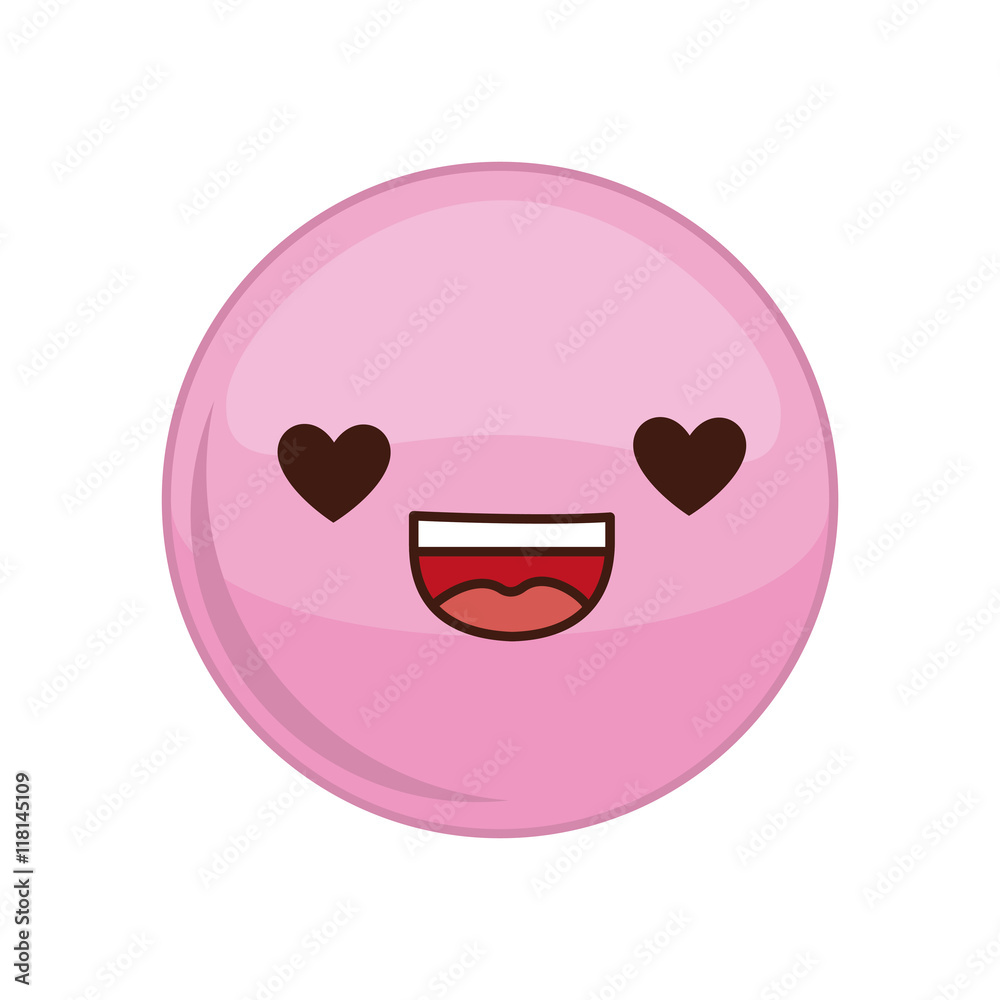 Kawaii happy sphere expression cartoon face icon. Isolated and flat illustration