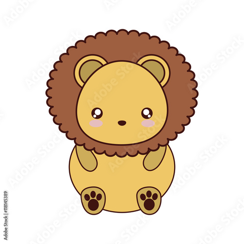 lion kawaii cute animal little icon. Isolated and flat illustration