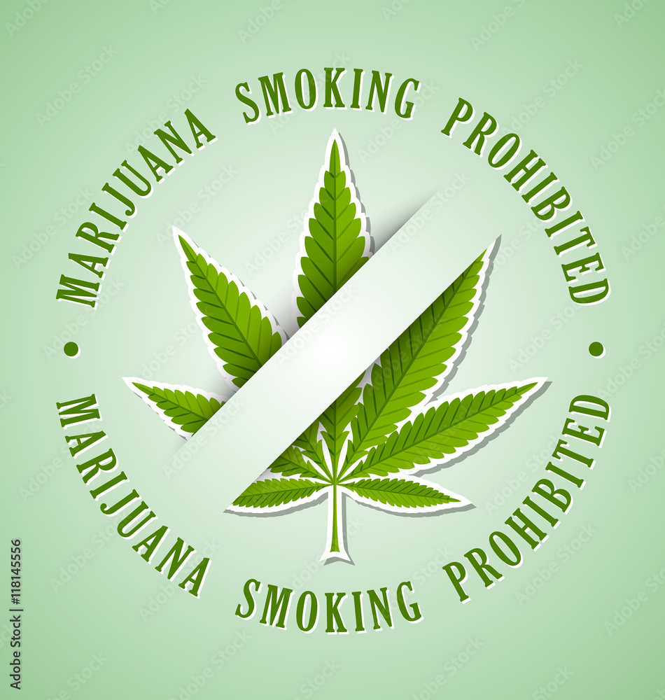 Marijuana smoking prohibited icon on pale green background Marijuana smoking prohibited icon on pale green background