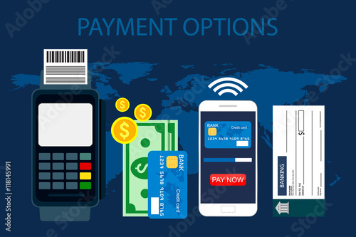 Payment options. Concept in flat style, vector Illustration.