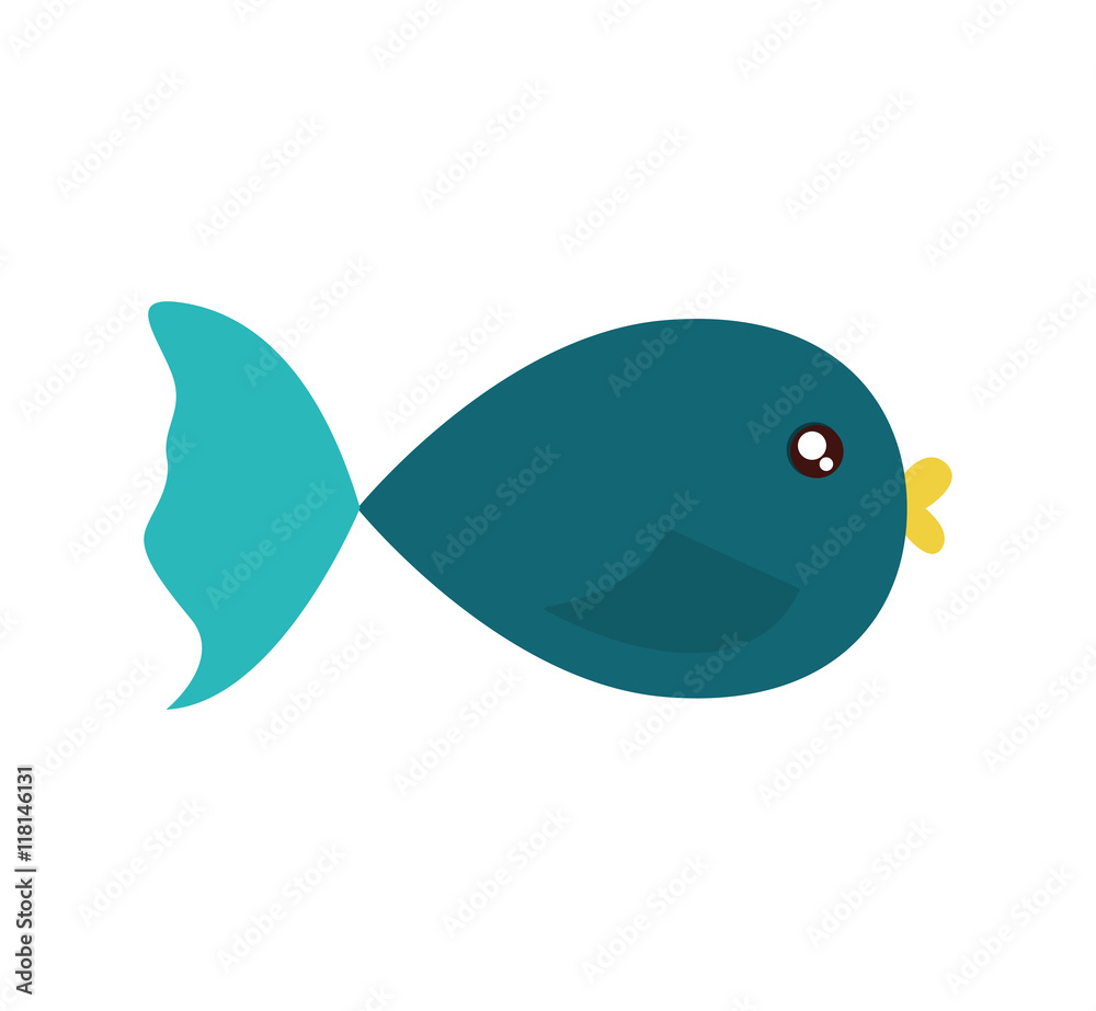 fish cute animal sea little icon. Isolated and flat illustration fish cute animal sea little icon. Isolated and flat illustration