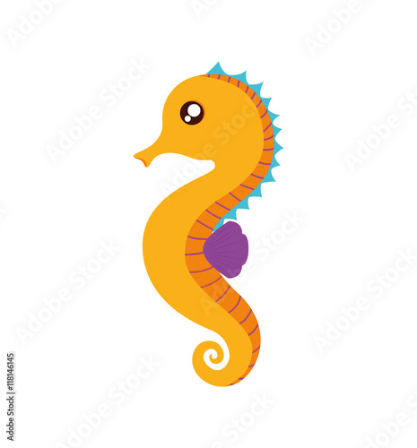 sea horse cute animal little icon. Isolated and flat illustration © djvstock