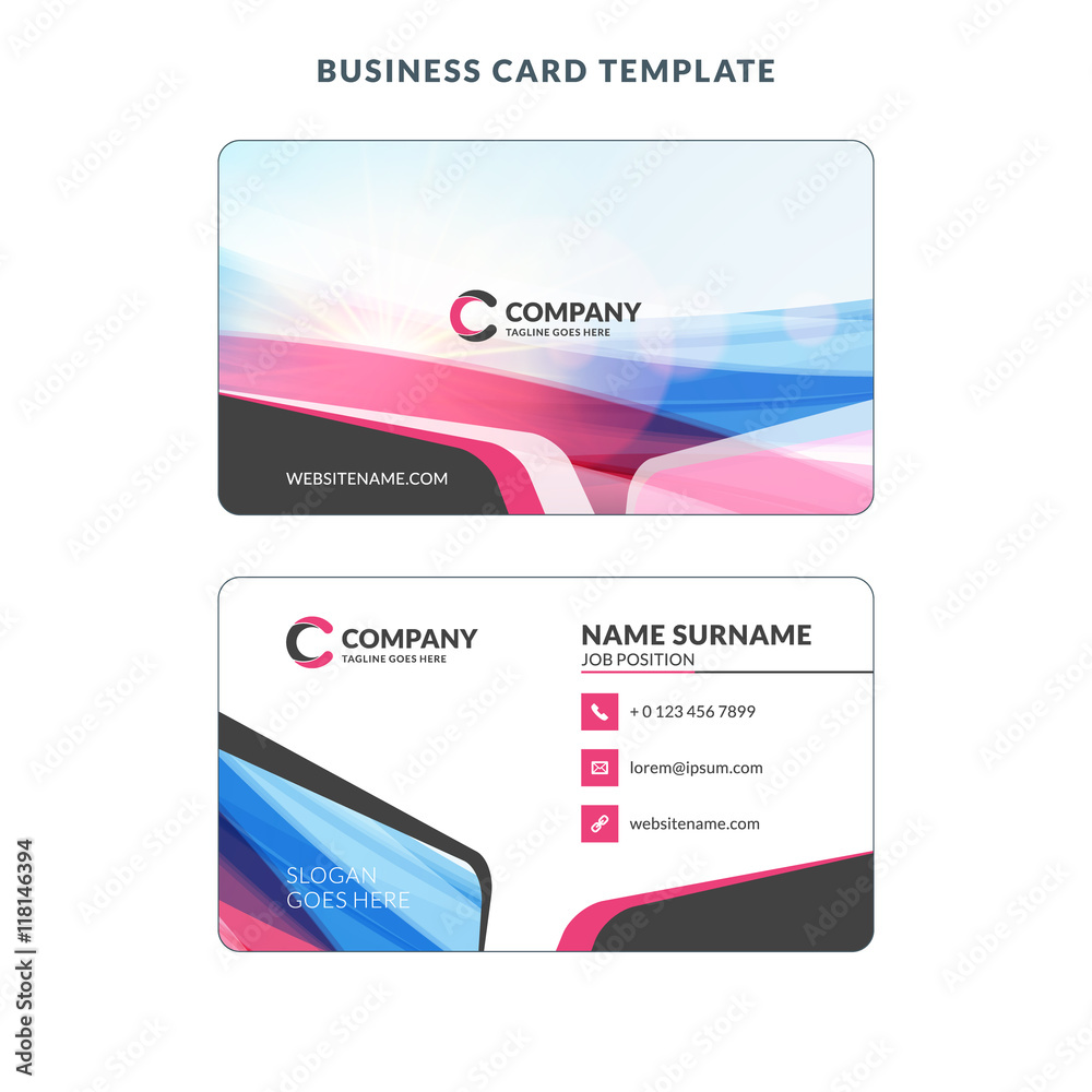 Creative Business Card Template with Abstract Background. Vector Illustration. Stationery Design